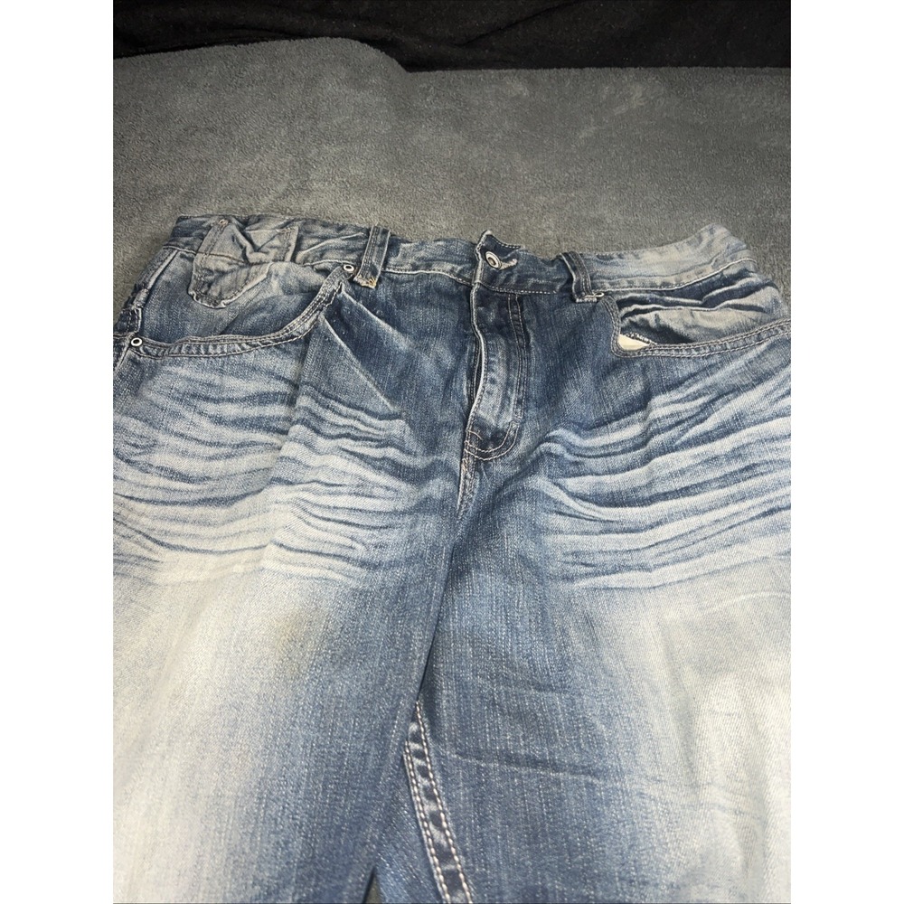Vintage Y2K Rocawear Jeans Baggy Hip Hop‎ Blue Embroidered Dark Wash Men 40X36 - Picture 2 of 11